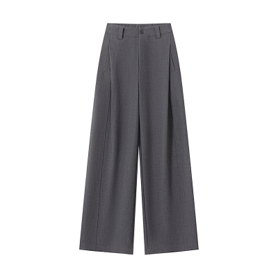 灰色西装裤子女2026春秋季新款垂感天丝羊毛直筒裤休闲弯刀阔腿裤