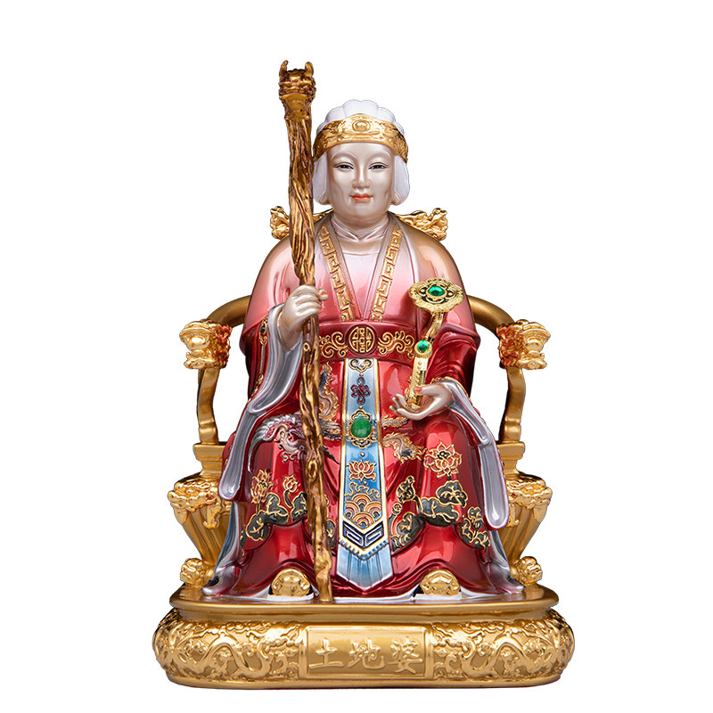 纯铜土地公婆佛像家用供奉摆件