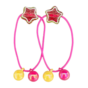 小嫩粉可爱西瓜星星撞色小球华丽公主发绳儿童丸子头马尾绕绕发饰