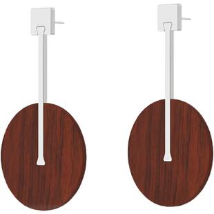 DOVETAIL/卯时团扇摩登 燕尾榫耳饰925银银色紫檀木 文艺 气质