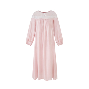 Sun雅乔【莹莹珠光】秋冬新款宽松A字网纱烫钻亮片珠管长袖连衣裙