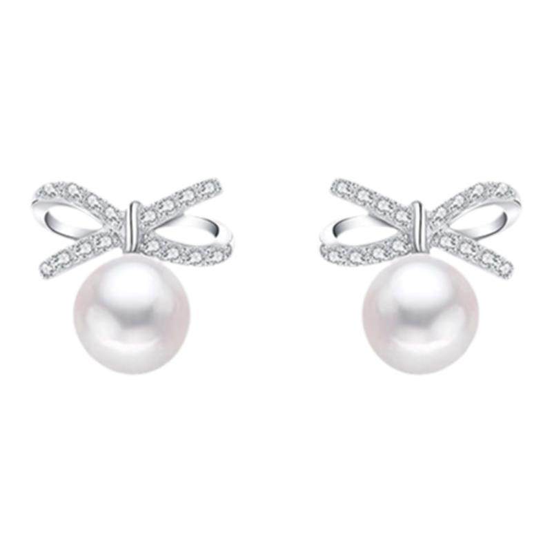 蝴蝶结珍珠款耳钉女新款爆款可爱耳环秋冬小众独特气质高级感耳饰