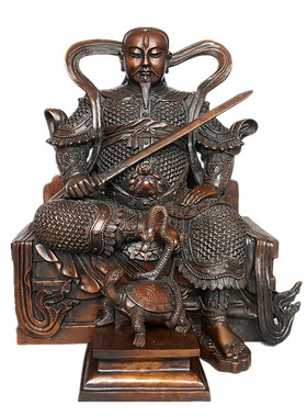 铜真武大帝摆件祖师爷武当山神像供奉佛堂家居客厅工艺品铜像