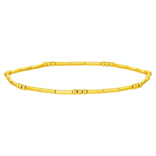 百泰首饰圆珠竹节足金999黄金手链珐琅金珠手串转运珠手环女光珠