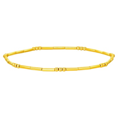 百泰首饰圆珠竹节足金999黄金手链珐琅金珠手串转运珠手环女光珠