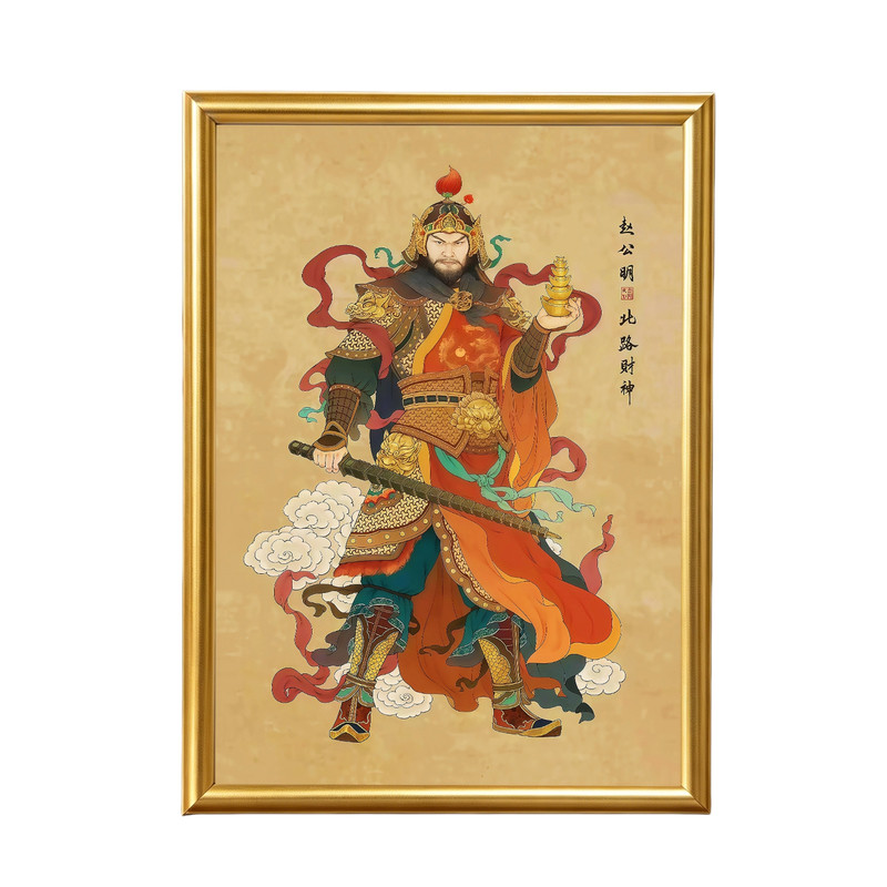 北路财神赵公明道家正一玄坛元帅相框画框摆件书房摆台照片定制