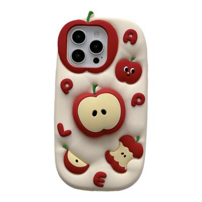 趣味可爱立体苹果支架适用苹果16手机壳iPhone16promax新款15Pro全包硅胶15小众14防摔套14Pro苹果13创意12女