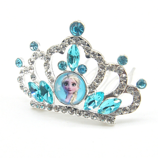 冰雪奇缘爱莎公主皇冠发梳儿童生日头饰女童王冠插梳水钻艾莎发卡