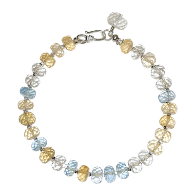 方糖家天然黄水晶托帕石纯银手串