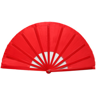 2025精品素面红色太极扇子塑料骨武术功夫扇木兰扇工艺扇舞蹈响扇
