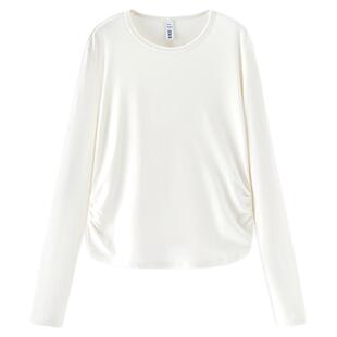 森马长袖T恤女冬14%羊毛发热抓毛2025新款纯色小心机显瘦紧身上衣