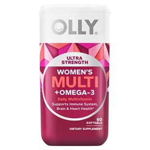 【达人直播间】OLLY女性鱼油复合维生素omega 3软胶囊60粒/瓶