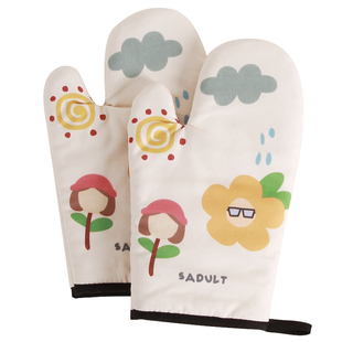 SADULT可爱日式微波炉烤箱烘焙隔热防烫耐高温手套厨房防滑加厚棉
