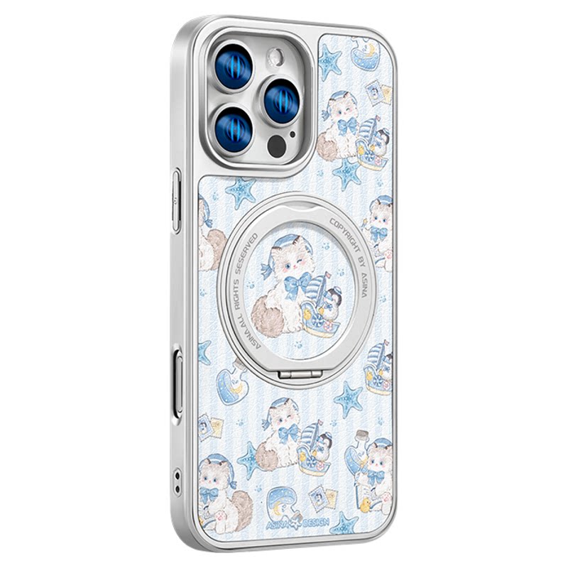 许愿猫咪适用iPhone17Promax手机壳新款苹果16Pro磁吸带支架保护套支点小众ip15网红高级感女13pm全包可爱14