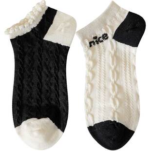 袜子女款夏季纯棉短袜低帮浅口透气白色船袜秋冬季可爱女生袜棉袜