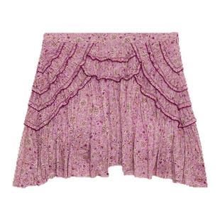 MARANT ETOILE2025早秋新款CEOLA印花荷叶边短裙