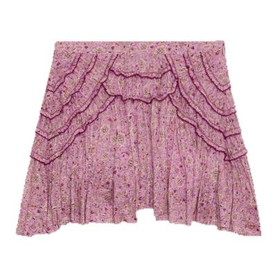 MARANT ETOILE2025早秋新款CEOLA印花荷叶边短裙