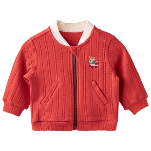 [圣诞之夜]aqpa爱帕宝宝儿童春秋新品麻花提花上衣婴幼儿上衣外套