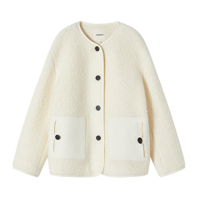 白色修身休闲夹克高级感羊毛女士
