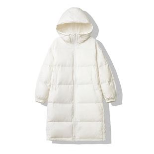 90白鸭绒纯色加厚保暖羽绒服女2025秋冬新款显瘦百搭学生过膝外套