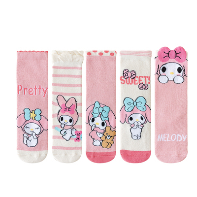 女童袜子冬季加绒加厚纯棉中筒袜