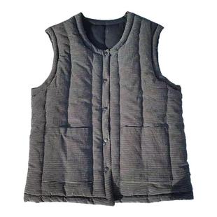 棉花手工马甲男士秋冬季加厚保暖内穿背心中老年老人棉坎肩居家服