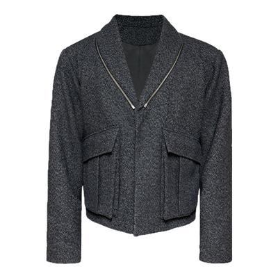 多形态变化绵羊毛青果领工装西装