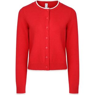 本来BENLAI女士新年红色圆领针织开衫外套2026春季新款BNM960003