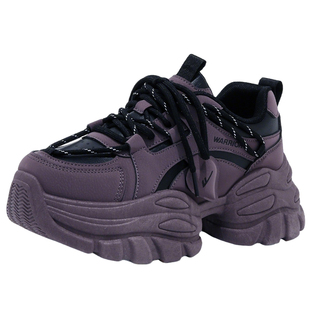 回力巨好看加绒加厚老爹鞋女2025新款冬季爆款百搭紫色增高休闲鞋