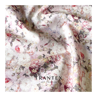 复古法式粉色玫瑰印花碎花公主洛丽塔连衣裙子全棉纯棉布料面料