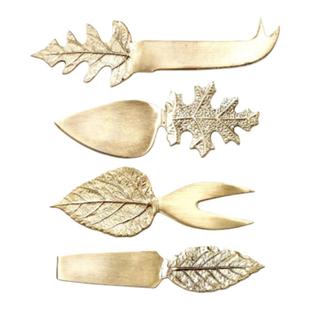 现 纽约下城公园进口秋意浓浓小叶装饰不锈钢奶酪涂抹刀一套4件