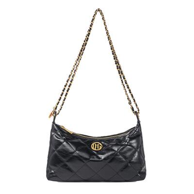 QG高级感黑色轻奢单肩斜挎包女