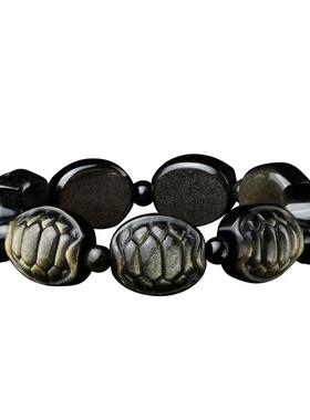 黑曜石手链龟壳龙龟金曜石手串