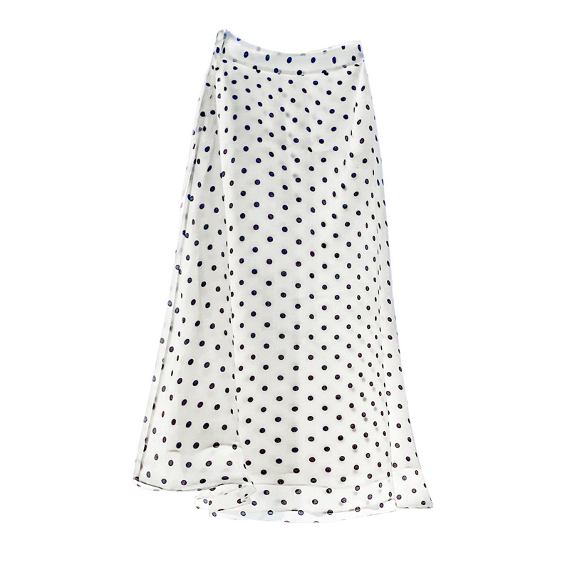 YuanYin原隐夏复古气质法式白波点a字裙收腰真丝高腰半身裙半裙女