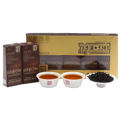 买五送一湖南安化黑茶白沙溪湘尖免撬散茶便携盒装5301芽尖茶150g