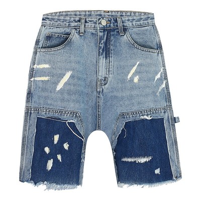 补丁泼墨新款牛仔短裤a11slave