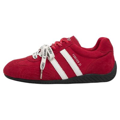 F21真皮红色德训鞋女2026新款