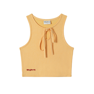 【售空下架】WhyBerry 23SS“搭配法宝”黄白格外穿吊带短款蝴