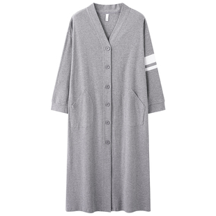 2026新款网红风睡裙女士春秋季100%纯棉长袖开衫华夫格睡衣连衣裙