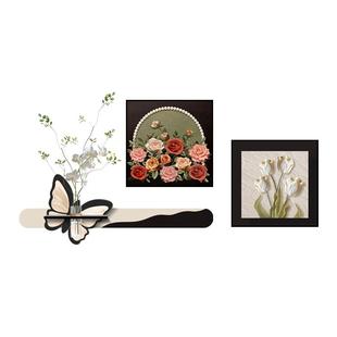 现代简约客厅装饰画轻奢高级感沙发背景墙挂画水培绿植蝴蝶花壁画