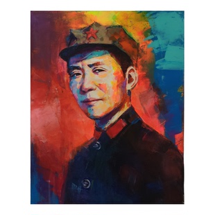 毛主席头像毛泽东画像原创画中堂画客厅挂画手绘玄关装饰画伟人像