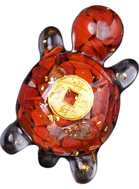 水晶碎石滴胶招财金钱龟小乌龟对对碰玩具家居装饰摆件粉水晶彩色