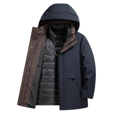 明星款雅鹿男士羽绒服加厚中老年连帽可拆卸内胆大码防风保暖外套