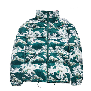 半闲集中国风棉服男装潮牌情侣装冬季松鹤印花加厚保暖短款外套