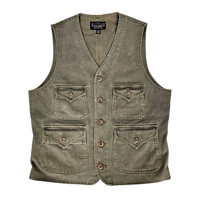 西里布美式复古多袋全棉工装马甲