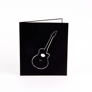 生日立体贺卡音乐韩国创意3d吉他diy纸雕高档送男生朋友小卡片