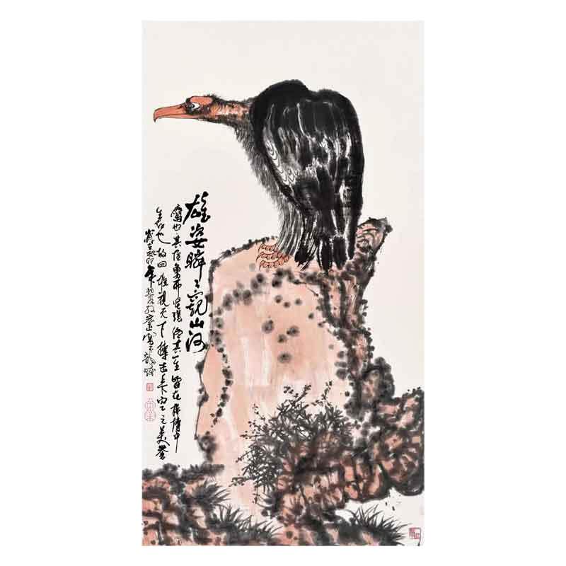 朵莲精舍竖版国画雄鹰纯手绘真迹