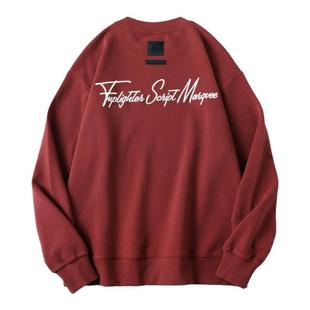 360g重磅美式复古卫衣男秋季宽松潮牌刺绣圆领上衣男士休闲外套潮