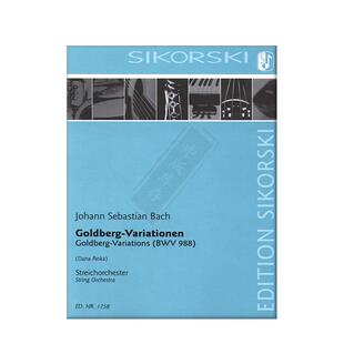 巴赫哥德堡变奏曲 BWV988 弦乐交响乐总谱 思考斯基原版乐谱书 Bach Goldberg Variations string orchestra SIK1758