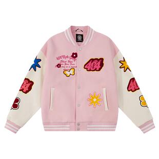 404MOB重工毛巾绣加厚棒球服外套男女2025秋冬美式情侣装宽松夹克